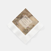 Rustic Wooden Bohemian Floral Wedding  縁ありカクテルナプキン (角)