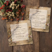 Rustic Wooden Bohemian Floral Wedding all in one  招待状