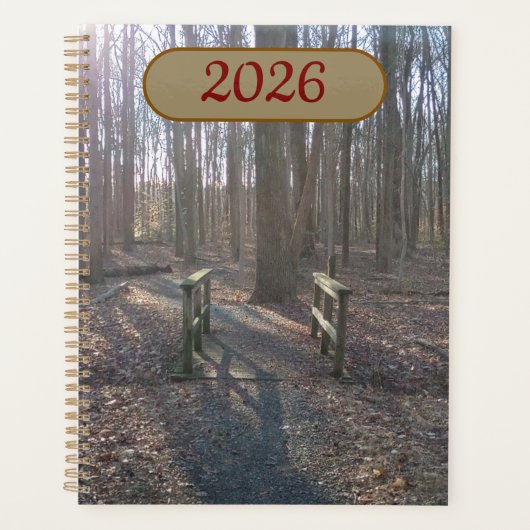 Rustic Wooden Bridge Amidst Tall Trees Planner プランナー手帳 (正面)