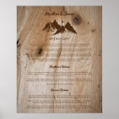 Rustic Wooden Brown Mountains Landscape Wedding ポスター (正面)