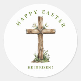 Rustic Wooden cross  He is Risen Label / Seal ラウンドシール