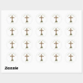 Rustic Wooden cross  He is Risen Label / Seal ラウンドシール (シート)