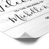 Rustic wooden floral wedding welcome sigh ポスター (角)