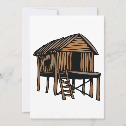 Rustic Wooden Hut Traditional Cabin on Stilts 招待状 (正面)
