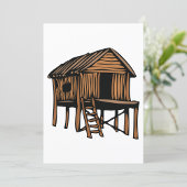 Rustic Wooden Hut Traditional Cabin on Stilts 招待状