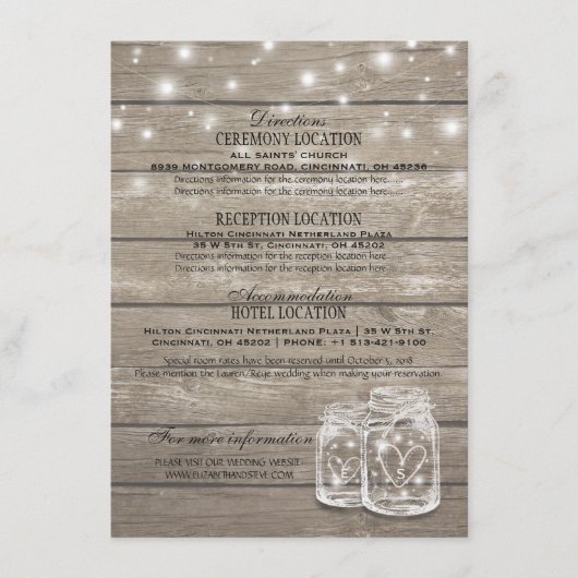 Rustic Wooden Lantern String Lights for Weddings エンクロージャーカード (正面)