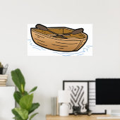 Rustic Wooden Rowboat on Water ポスター (ホームオフィス)