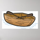 Rustic Wooden Rowboat on Water ポスター (正面)