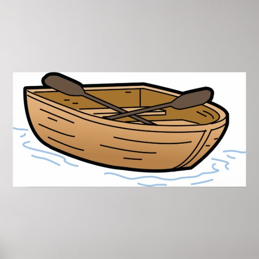 Rustic Wooden Rowboat on Water ポスター (正面)