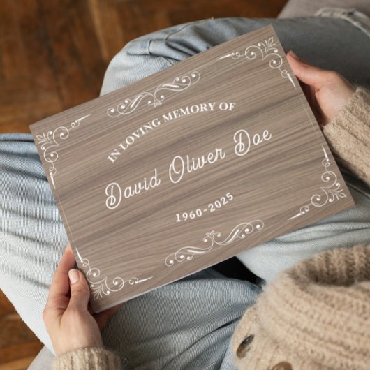 Rustic wooden Simple Custom Photo Text Memorial ゲストブック