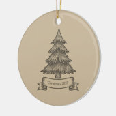 Rustic Wooden Tree Illustration Christmas Decor セラミックオーナメント (左)