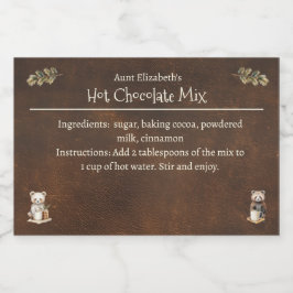 Rustic Woodland Animals Christmas Hot Cocoa Mix フードラベル