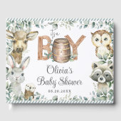 Rustic Woodland Animals Greenery Boy Baby Shower  ゲストブック (正面)