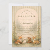 Rustic Woodland Baby Animals Baby Shower 招待状 (正面)