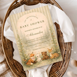 Rustic Woodland Baby Animals Baby Shower 招待状