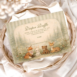 Rustic Woodland Baby Animals Diapper Raffle エンクロージャーカード