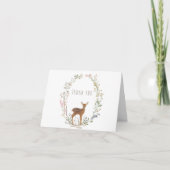 Rustic Woodland Baby Deer Watercolor Baby Shower サンキューカード (正面)