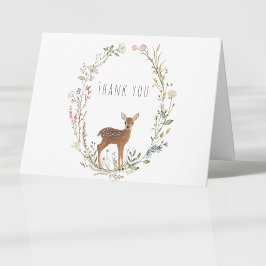 Rustic Woodland Baby Deer Watercolor Baby Shower サンキューカード