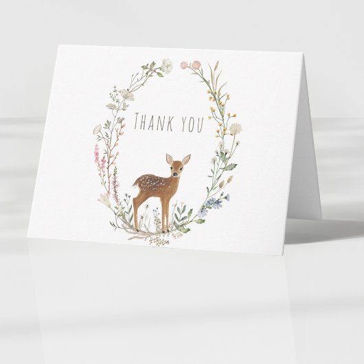 Rustic Woodland Baby Deer Watercolor Baby Shower サンキューカード