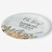 Rustic Woodland Baby Shower Boy Celebration ペーパープレート (アングル)