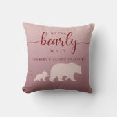 Rustic Woodland Bear Baby Shower Pink Throw Pillow クッション (正面)