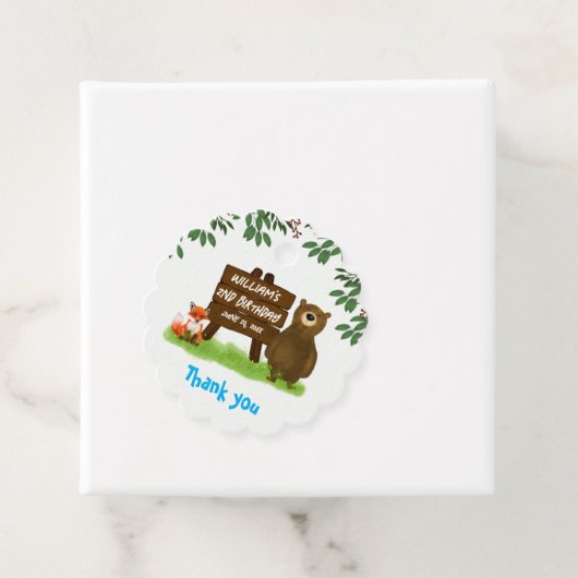 Rustic Woodland Bear Fox Forest Animals Birthday フェイバータグ (インサイチュ)