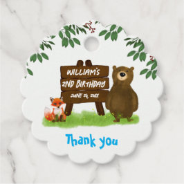Rustic Woodland Bear Fox Forest Animals Birthday フェイバータグ