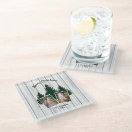 Rustic Woodland Christmas Photo ガラスコースター