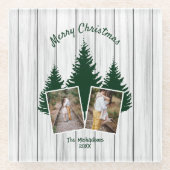 Rustic Woodland Christmas Photo ガラスコースター (正面)