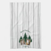 Rustic Woodland Christmas Photo キッチンタオル (縦)