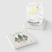 Rustic Woodland Christmas Photo ストーンコースター (横)