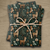 Rustic Woodland Deer & Christmas Pine Tree  ラッピングペーパーシート