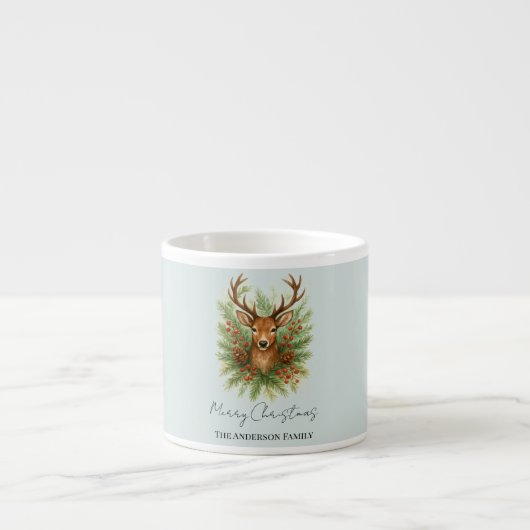 Rustic Woodland Deer Head with Winter Foliage -  エスプレッソカップ (正面)