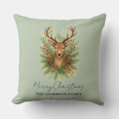 Rustic Woodland Deer Head with Winter Foliage -  クッション (正面)