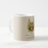 Rustic Woodland Deer Head with Winter Foliage - コーヒーマグカップ (正面左)