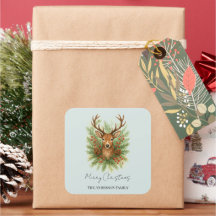 Rustic Woodland Deer Head with Winter Foliage - 