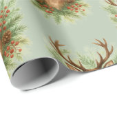 Rustic Woodland Deer Head with Winter Foliage -  ラッピングペーパー (ロールコーナー)