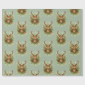 Rustic Woodland Deer Head with Winter Foliage -  ラッピングペーパー (フラット)
