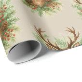 Rustic Woodland Deer Head with Winter Foliage -  ラッピングペーパー (ロールコーナー)