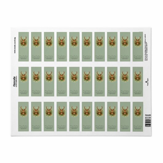 Rustic Woodland Deer Head with Winter Foliage -  ラベル (フルシート)