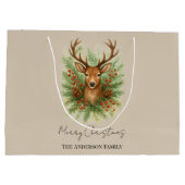 Rustic Woodland Deer Head with Winter Foliage -  ラージペーパーバッグ (裏面)