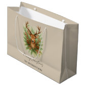 Rustic Woodland Deer Head with Winter Foliage -  ラージペーパーバッグ (正面アングル)