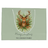 Rustic Woodland Deer Head with Winter Foliage -  ラージペーパーバッグ (裏面)