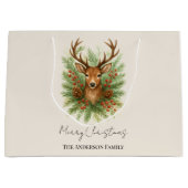 Rustic Woodland Deer Head with Winter Foliage -  ラージペーパーバッグ (正面)
