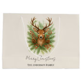 Rustic Woodland Deer Head with Winter Foliage -  ラージペーパーバッグ (裏面)
