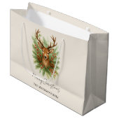 Rustic Woodland Deer Head with Winter Foliage -  ラージペーパーバッグ (正面アングル)