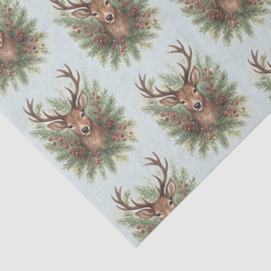 Rustic Woodland Deer Head with Winter Foliage -  薄葉紙 (詳細)