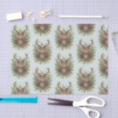 Rustic Woodland Deer Head with Winter Foliage -  薄葉紙 (クラフト)