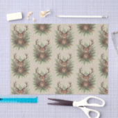 Rustic Woodland Deer Head with Winter Foliage - 薄葉紙 (クラフト)
