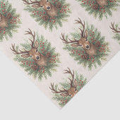 Rustic Woodland Deer Head with Winter Foliage -  薄葉紙 (詳細)